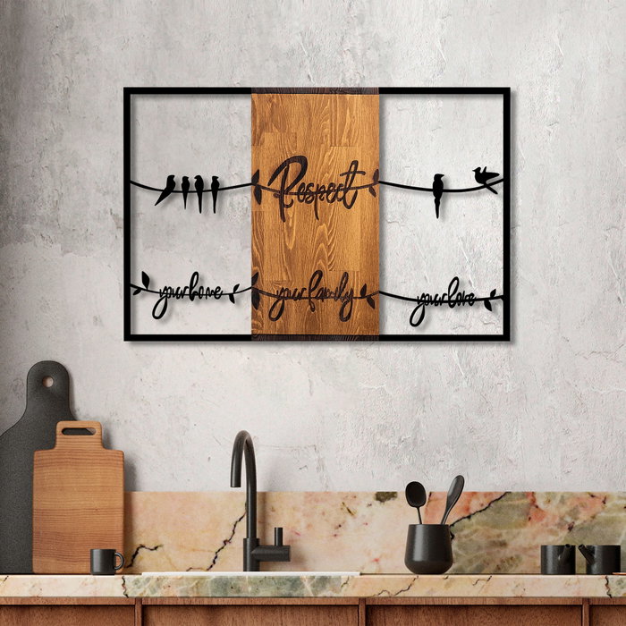 Wallity Respect Your Home Your Family Your Love 1 - Escultura de Pared de Madera en Nogal y Negro Wallity Respect Your Home Your Family Your Love 1 - Escultura de Pared de Madera en Nogal y Negro